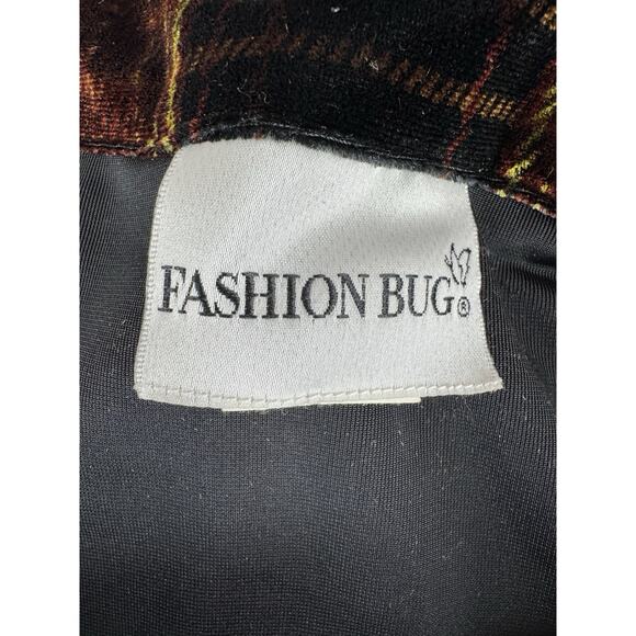 Vintage Fashion Bug Women’s Velvet Plaid Button Down Shirt 1X Brown GrannyCore - Picture 2 of 9